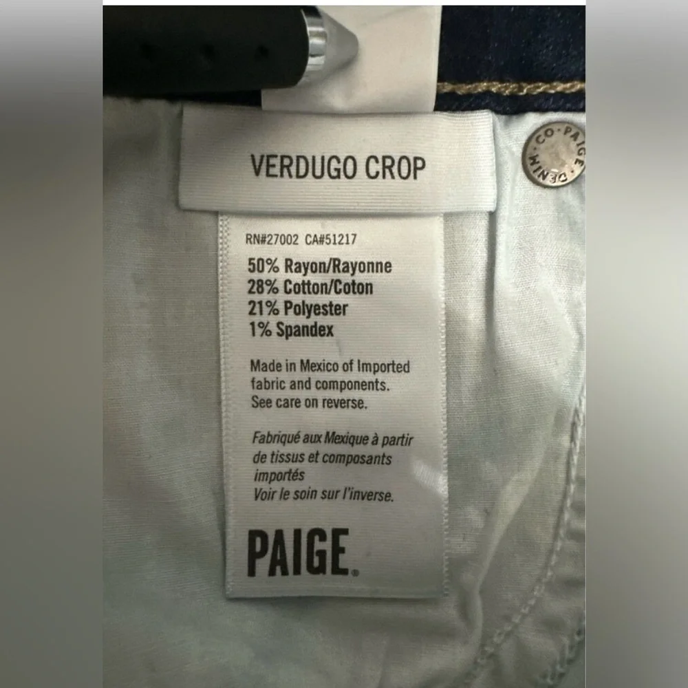 New Paige Denim Vertugo Cutoff Jean Shorts size 26 mid rise dark blue